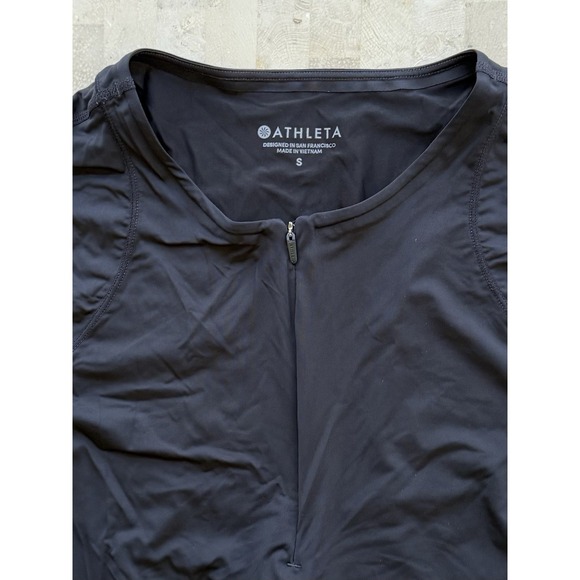 Athleta Velo Cycle Jersey Top Cyling Running Yoga Gym Black Workout Sz S - Picture 5 of 10